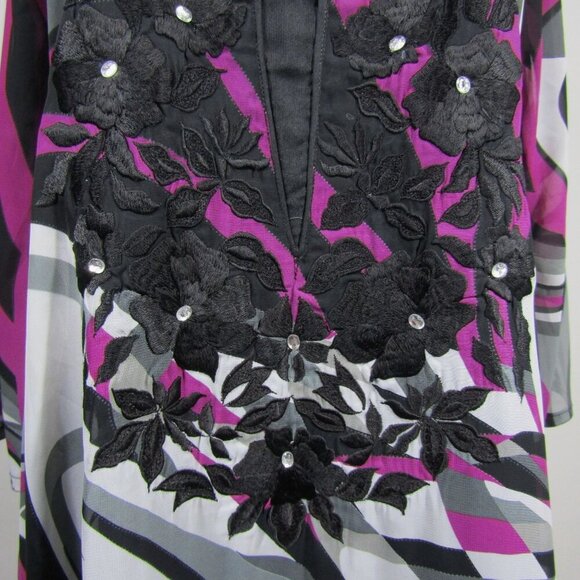 VTG 70s Groovy M L  Mod Psychedelic WHIMSIGOTH Hippie Witchy Midi Purple Dress - Picture 4 of 11